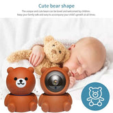 Bear 1080P WiFi cam | Auto-tracking WiFi security cam | Night vision WiFi bear camera | HD smart cam with auto track | Cute bear design security cam | 1080P baby monitor with WiFi | Bear cam with infrared night vision | WiFi pet cam with tracking | HD bear cam for home security | Wireless bear cam with smart features