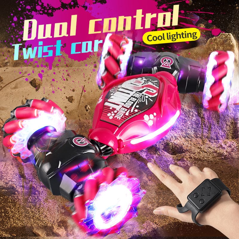 4WD RC Off Road Stunt Wheels Drift Car With Music Led Lights 2.4G Gesture Remote Control Spray 360 Rotating Climbing Car Toys