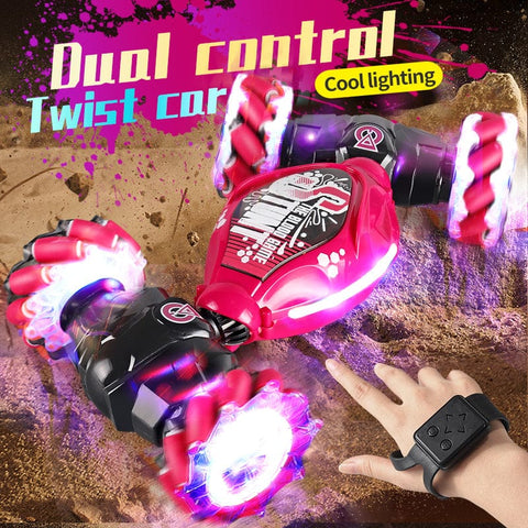4WD RC Off Road Stunt Wheels Drift Car With Music Led Lights 2.4G Gesture Remote Control Spray 360 Rotating Climbing Car Toys