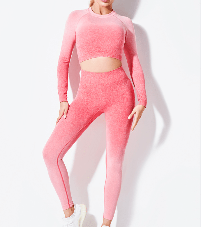 Yoga Wear Long Sleeve Suit Women Seamless Gradient Fitness Wear - Smartx6