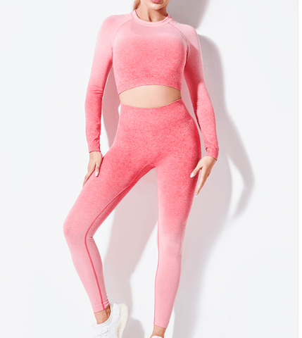 Yoga Wear Long Sleeve Suit Women Seamless Gradient Fitness Wear - Smartx6