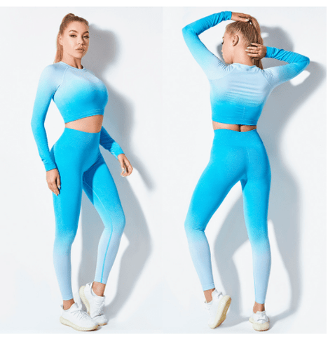 Yoga Wear Long Sleeve Suit Women Seamless Gradient Fitness Wear - Smartx6