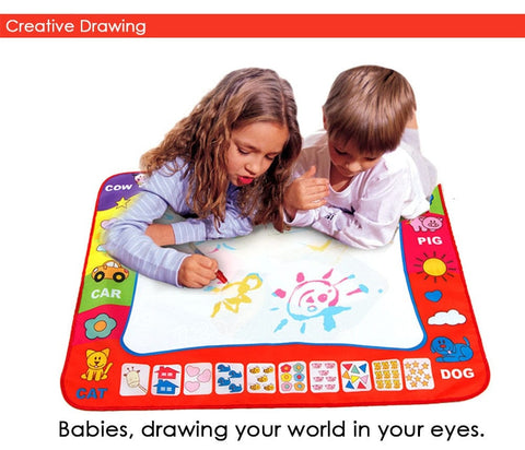 80 x 60cm Baby Kids Add Water with Magic Pen Doodle Painting Drawing Play Mat Toy - Smartx6