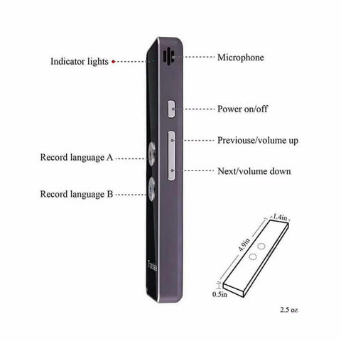 Portable language translator tool | Real-time voice translator device | Smart translator for travel | Handheld language translator | Instant translation tool | Compact speech translator | Pocket translator for global travel | Two-way voice translator | Digital translator for multiple languages | Travel-friendly language device