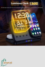 15W Wireless Chargers Stand 5 In1 LED Digital Alarm Clock Fast Charging Dock Station - Smartx6
