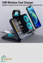 15W Wireless Chargers Stand 5 In1 LED Digital Alarm Clock Fast Charging Dock Station - Smartx6