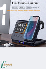 15W Wireless Chargers Stand 5 In1 LED Digital Alarm Clock Fast Charging Dock Station - Smartx6
