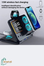 15W Wireless Chargers Stand 5 In1 LED Digital Alarm Clock Fast Charging Dock Station - Smartx6