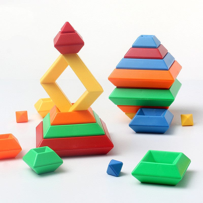 Kids Rainbow Tower Ring Wooden Jenga Color Cognitive Set - Smartx6