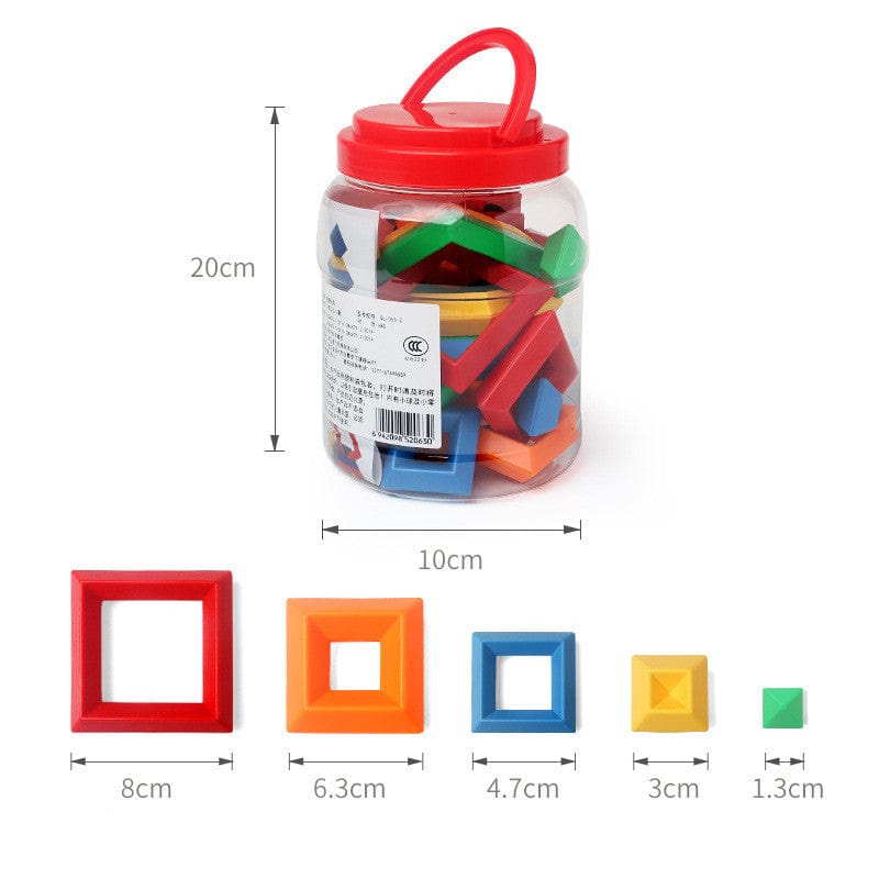 Kids Rainbow Tower Ring Wooden Jenga Color Cognitive Set - Smartx6
