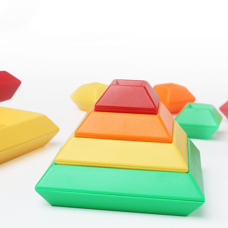Kids Rainbow Tower Ring Wooden Jenga Color Cognitive Set - Smartx6