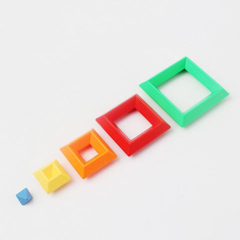 Kids Rainbow Tower Ring Wooden Jenga Color Cognitive Set - Smartx6