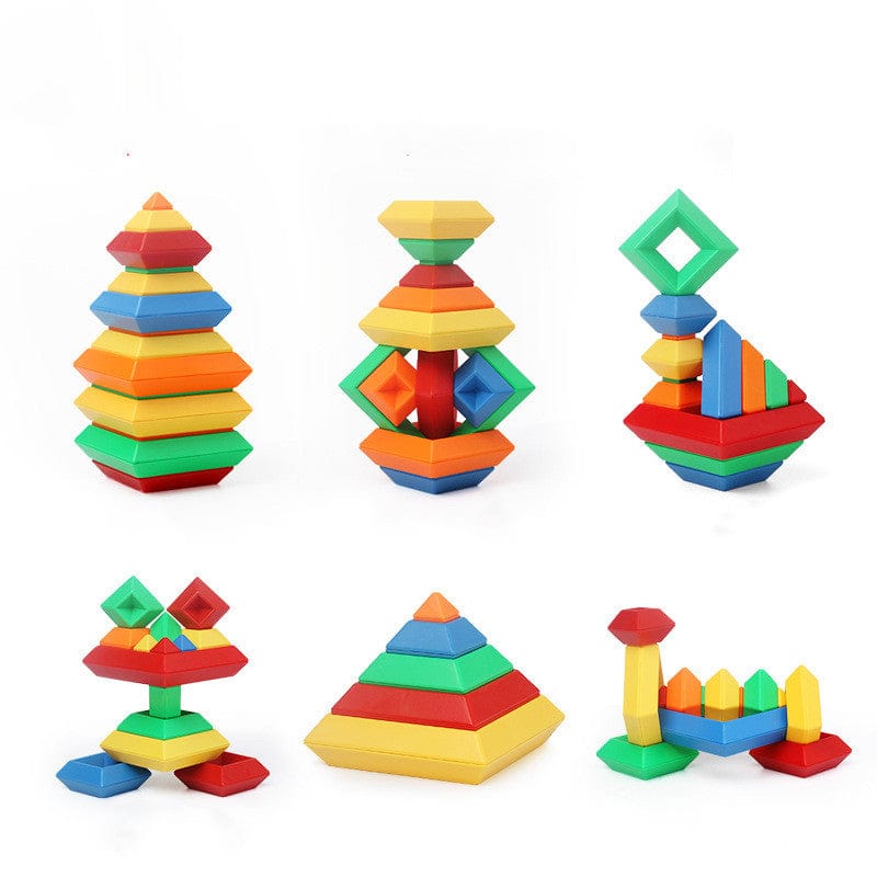 Kids Rainbow Tower Ring Wooden Jenga Color Cognitive Set - Smartx6