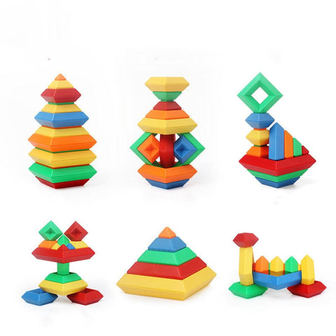 Kids Rainbow Tower Ring Wooden Jenga Color Cognitive Set - Smartx6