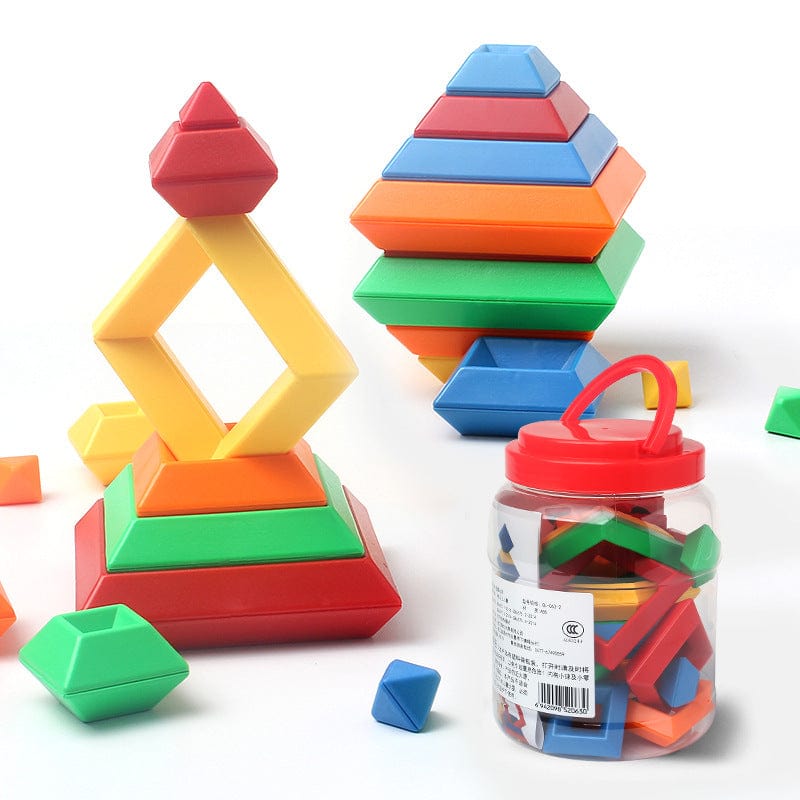 Kids Rainbow Tower Ring Wooden Jenga Color Cognitive Set - Smartx6