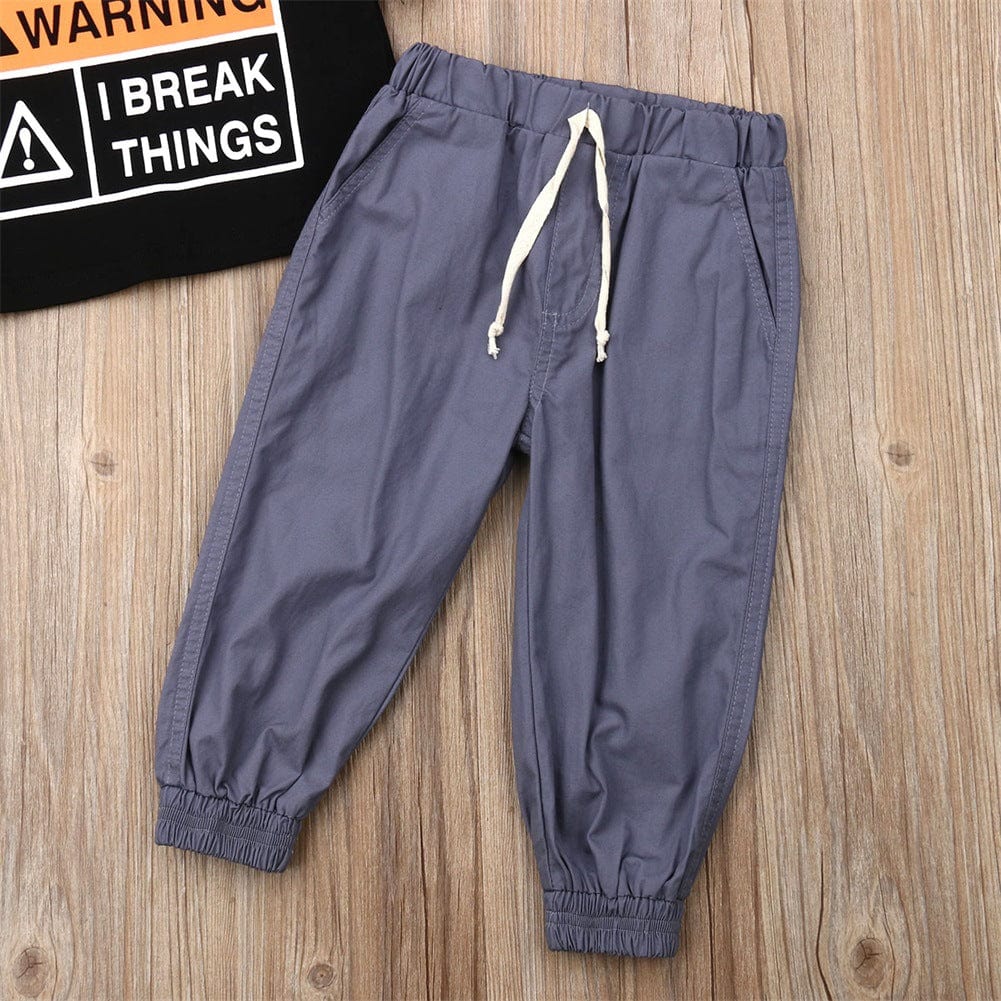 Letter Printed Short Sleeve Tethered Pants Kids Set - Smartx6