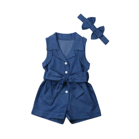 Pudcoco baby girl denim romper | Baby girl jean romper outfit | Denim jumpsuit for baby girls | Cute toddler denim romper | Sleeveless baby girl denim outfit | Infant jean one-piece by Pudcoco | Baby girl summer denim romper | Stylish denim romper for babies | Casual baby romper with denim look | Pudcoco toddler girl denim suit