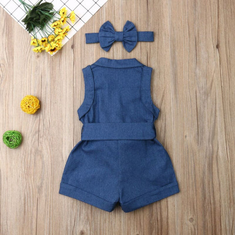 Pudcoco baby girl denim romper | Baby girl jean romper outfit | Denim jumpsuit for baby girls | Cute toddler denim romper | Sleeveless baby girl denim outfit | Infant jean one-piece by Pudcoco | Baby girl summer denim romper | Stylish denim romper for babies | Casual baby romper with denim look | Pudcoco toddler girl denim suit
