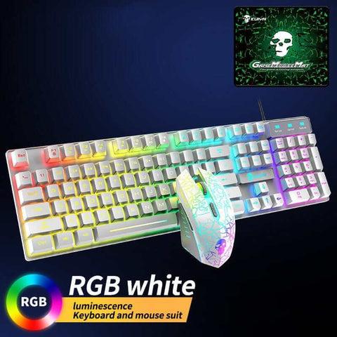 Kuiying T6 RGB gaming set | RGB keyboard and mouse | Gaming combo with lights | LED keyboard mouse set | RGB gamer gear set | T6 RGB backlit keyboard | Wired RGB gaming set | RGB setup for gamers | RGB light gaming kit | T6 gaming keyboard combo