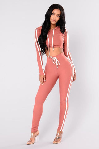 Women Ladies Tracksuit Crop Top Hoodies Sweatshirt Pants Sets - Smartx6
