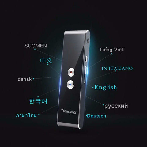 Portable language translator tool | Real-time voice translator device | Smart translator for travel | Handheld language translator | Instant translation tool | Compact speech translator | Pocket translator for global travel | Two-way voice translator | Digital translator for multiple languages | Travel-friendly language device