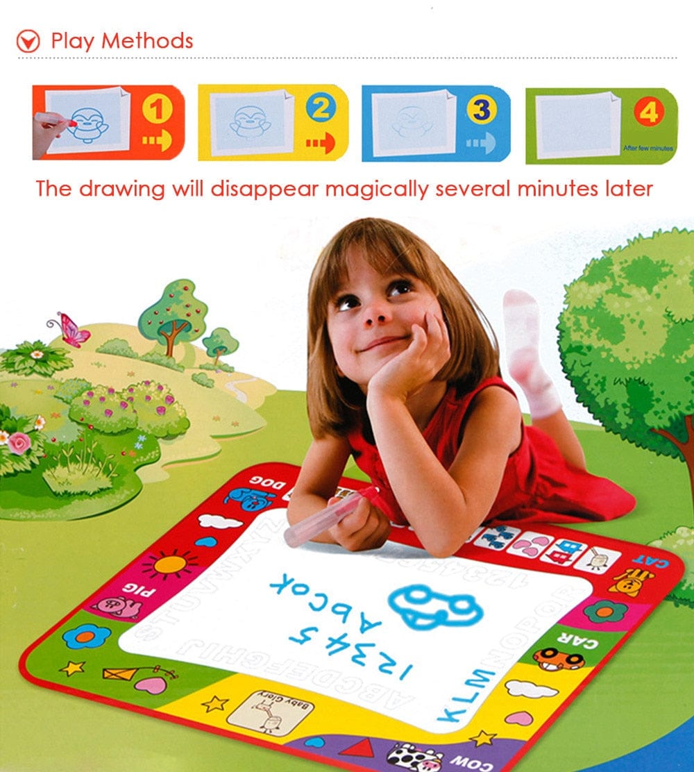 80 x 60cm Baby Kids Add Water with Magic Pen Doodle Painting Drawing Play Mat Toy - Smartx6