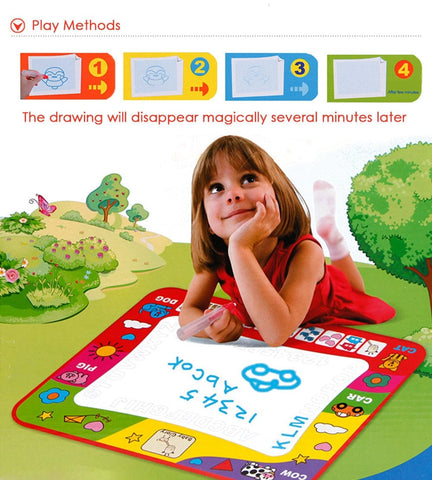 80 x 60cm Baby Kids Add Water with Magic Pen Doodle Painting Drawing Play Mat Toy - Smartx6