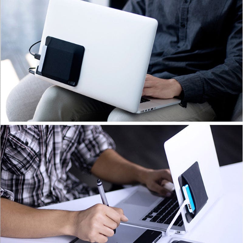 Adhesive laptop back organizer | Laptop storage pocket with adhesive | Stick-on laptop pouch | Laptop back organizer for accessories | Slim adhesive storage for laptops | Cable and pen holder for laptop back | Laptop back pocket organizer | Self-adhesive laptop accessory holder | Laptop add-on storage pouch | Stickable laptop organizer sleeve