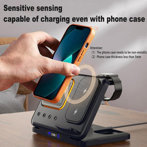 15W Wireless Chargers Stand 5 In1 LED Digital Alarm Clock Fast Charging Dock Station - Smartx6