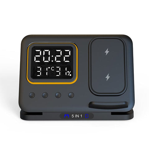 15W Wireless Chargers Stand 5 In1 LED Digital Alarm Clock Fast Charging Dock Station - Smartx6