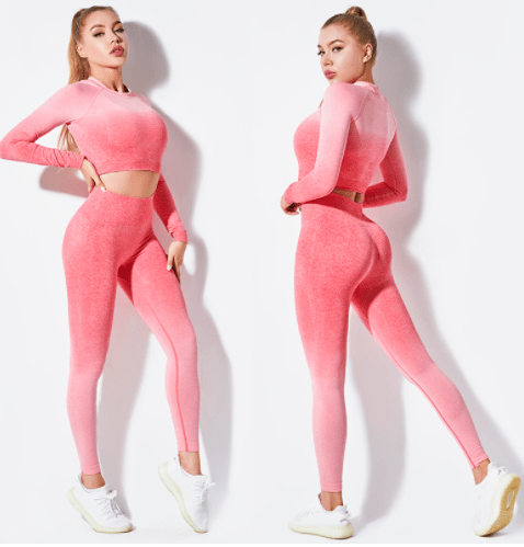 Yoga Wear Long Sleeve Suit Women Seamless Gradient Fitness Wear - Smartx6