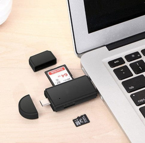 3-in-1 smart card reader | Multi-port memory card reader | USB card reader for SD/TF/Sim | All-in-one smart card reader | Compact 3-in-1 card adapter | Plug-and-play card reader | Portable smart card reader | Triple slot card reader device | Universal 3-in-1 card reader