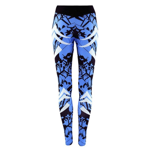 Dark Blue Printed Tight Gym Leggings - Smartx6