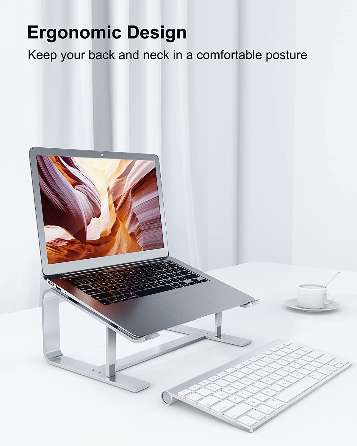 Adjustable laptop riser for desk | Aluminum laptop stand for home office | Work-from-home laptop holder | Ergonomic laptop riser stand | Sleek aluminum laptop stand | Foldable laptop riser for remote work | Portable laptop stand with tilt | Sturdy aluminum laptop riser | Adjustable height laptop holder | Minimalist laptop stand for home setup