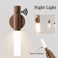 Auto LED USB Magnetic Wood Wireless Night Light Corridors Porch Lights PIR Motion Sensor Wall Light Cabinet Lamp - Smartx6