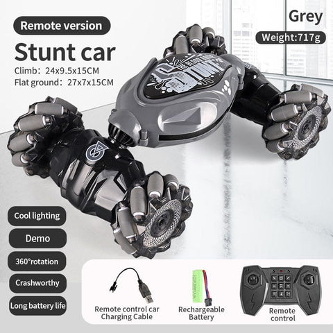 4WD RC Off Road Stunt Wheels Drift Car With Music Led Lights 2.4G Gesture Remote Control Spray 360 Rotating Climbing Car Toys
