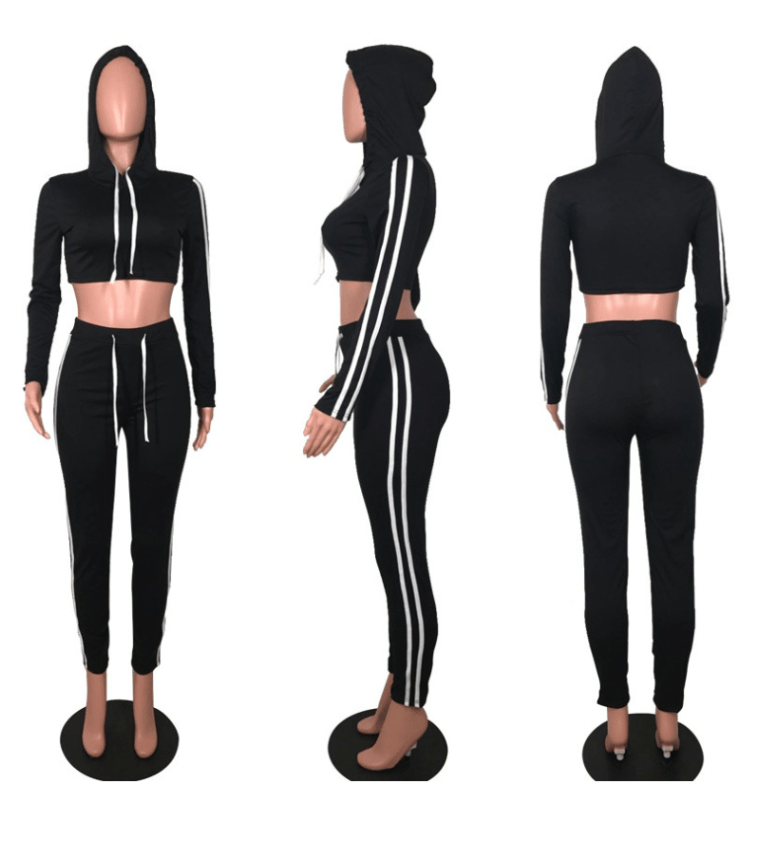 Women Ladies Tracksuit Crop Top Hoodies Sweatshirt Pants Sets - Smartx6