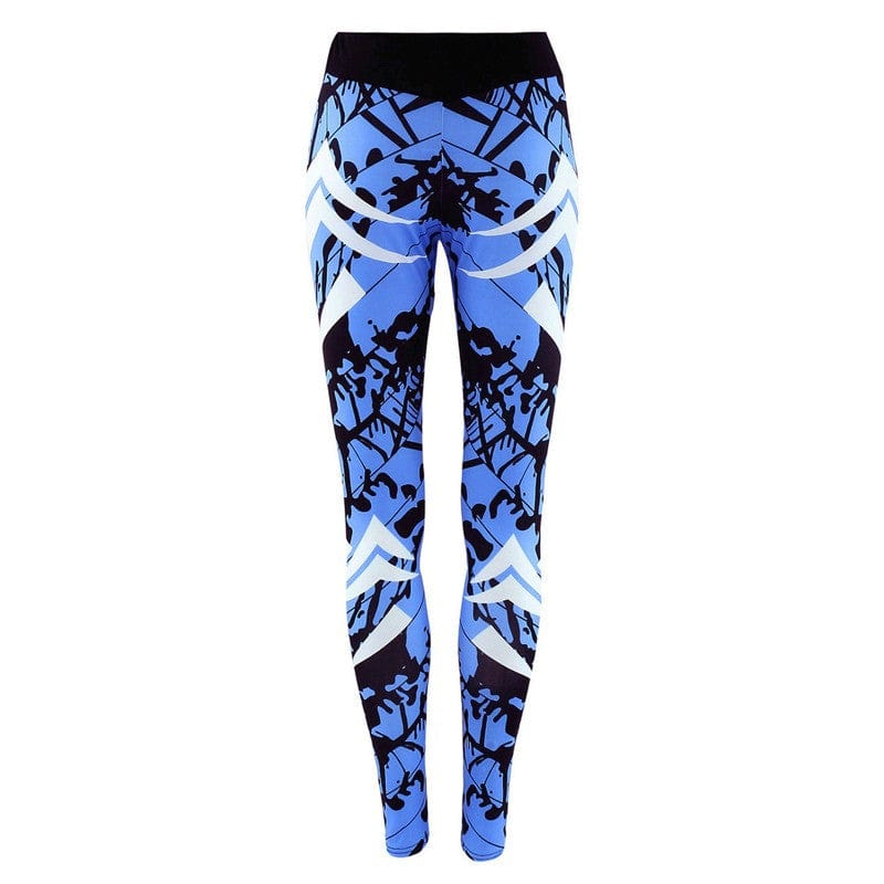Dark Blue Printed Tight Gym Leggings - Smartx6