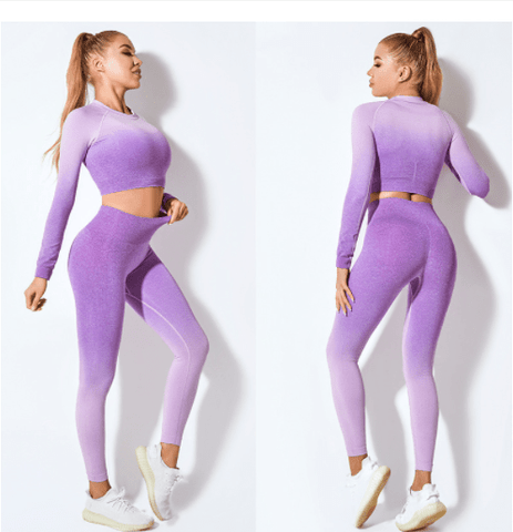 Yoga Wear Long Sleeve Suit Women Seamless Gradient Fitness Wear - Smartx6