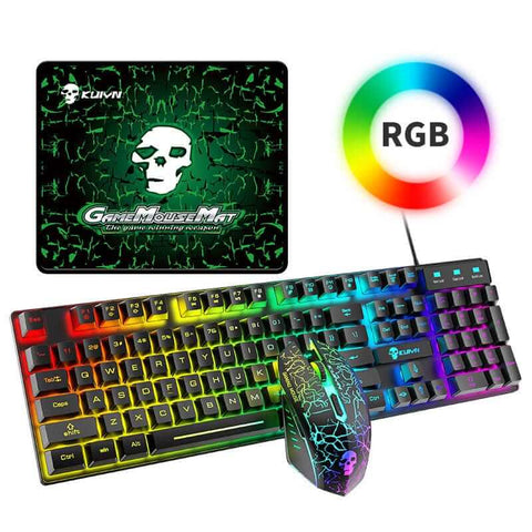 Kuiying T6 RGB gaming set | RGB keyboard and mouse | Gaming combo with lights | LED keyboard mouse set | RGB gamer gear set | T6 RGB backlit keyboard | Wired RGB gaming set | RGB setup for gamers | RGB light gaming kit | T6 gaming keyboard combo