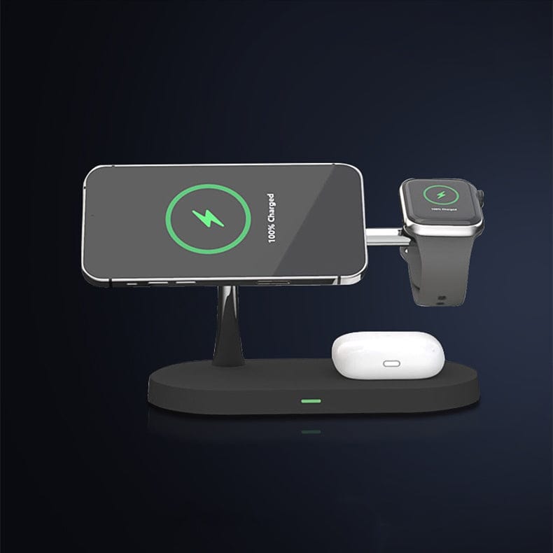 5-in-1 magnetic wireless charger | Multi-device magnetic charger | Magnetic charging station 5-in-1 | Wireless charger for phone and watch | 5-in-1 fast magnetic charger | Magnetic dock with wireless charging | All-in-one wireless charging pad | Magnetic wireless charger for Apple | Desktop 5-in-1 magnetic charger | Magnetic charger stand with LED