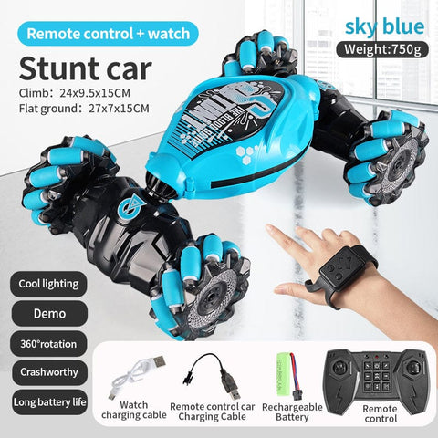 4WD RC Off Road Stunt Wheels Drift Car With Music Led Lights 2.4G Gesture Remote Control Spray 360 Rotating Climbing Car Toys