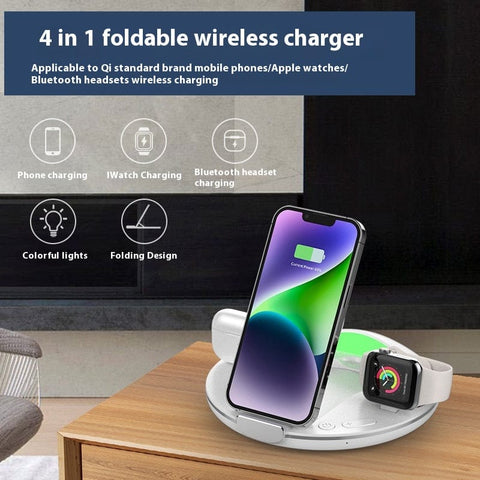 Folding Three-in-one Wireless Charger Vertical Desktop Phone Holder - Smartx6