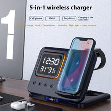 15W Wireless Chargers Stand 5 In1 LED Digital Alarm Clock Fast Charging Dock Station - Smartx6